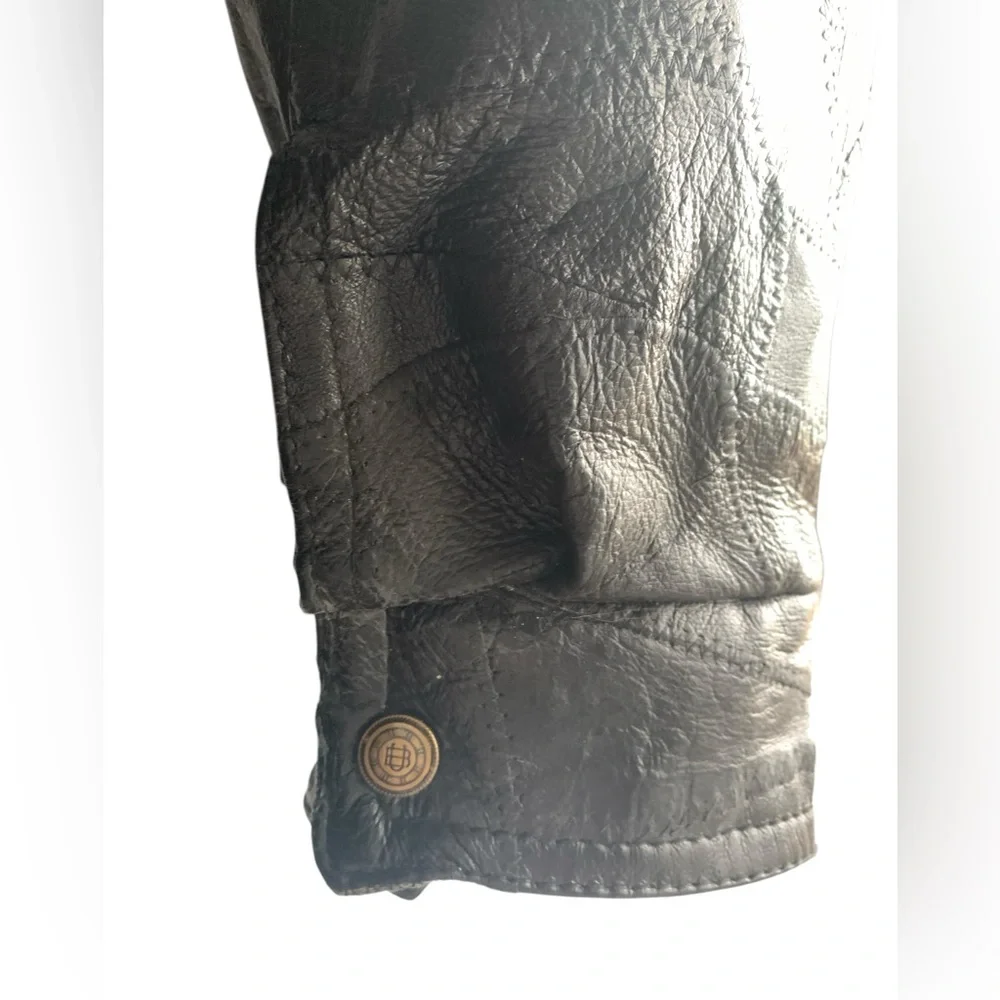 Vintage US Military Patchwork Leather Black Bomber Jacket Department of The Army - Picture 2 of 11